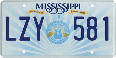 MS license plate LZY581