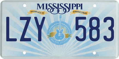 MS license plate LZY583