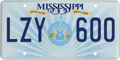MS license plate LZY600