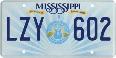 MS license plate LZY602