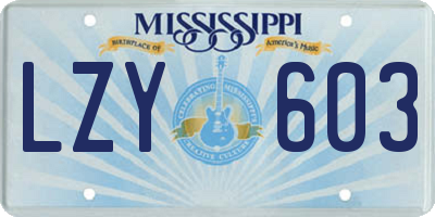 MS license plate LZY603