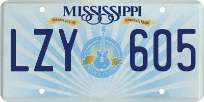 MS license plate LZY605