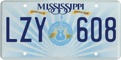 MS license plate LZY608