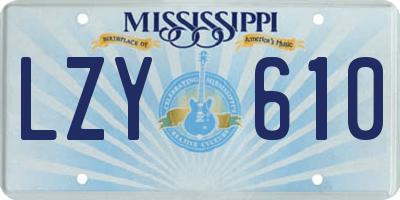 MS license plate LZY610