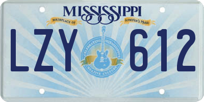 MS license plate LZY612