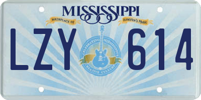 MS license plate LZY614