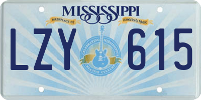 MS license plate LZY615