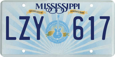 MS license plate LZY617