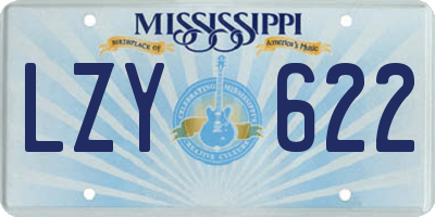 MS license plate LZY622