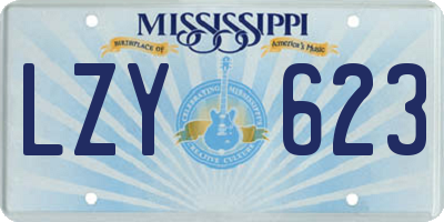 MS license plate LZY623