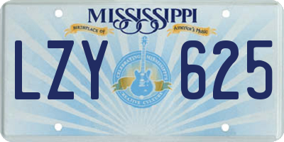 MS license plate LZY625