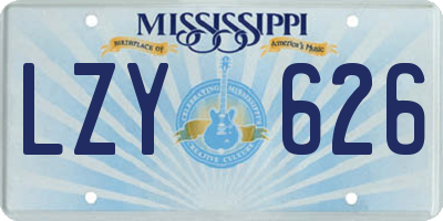 MS license plate LZY626