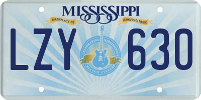 MS license plate LZY630