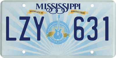 MS license plate LZY631