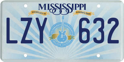 MS license plate LZY632