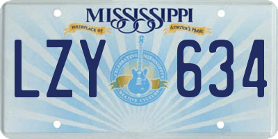 MS license plate LZY634