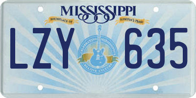 MS license plate LZY635