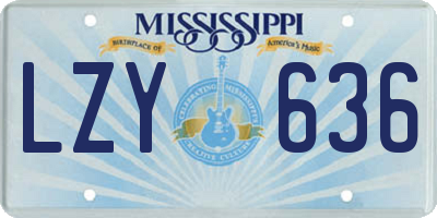 MS license plate LZY636