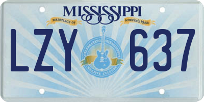 MS license plate LZY637