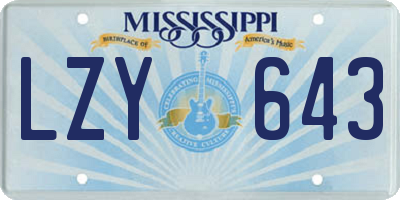 MS license plate LZY643