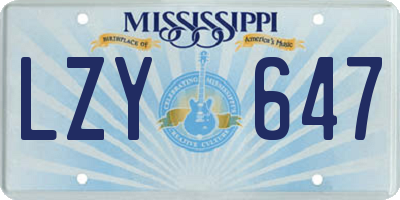 MS license plate LZY647