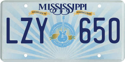 MS license plate LZY650