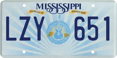MS license plate LZY651