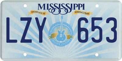 MS license plate LZY653