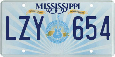 MS license plate LZY654