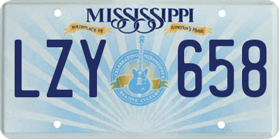 MS license plate LZY658