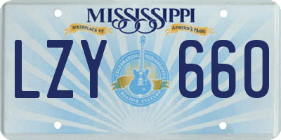 MS license plate LZY660