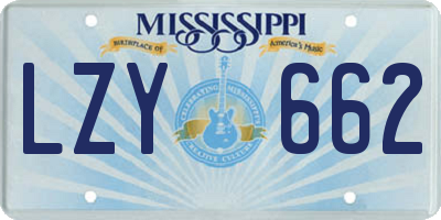 MS license plate LZY662