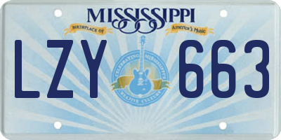 MS license plate LZY663