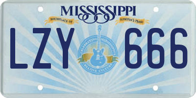 MS license plate LZY666
