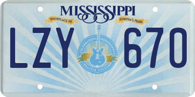 MS license plate LZY670