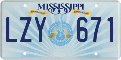 MS license plate LZY671