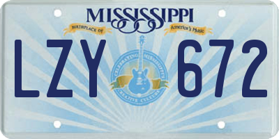 MS license plate LZY672