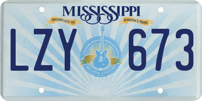 MS license plate LZY673