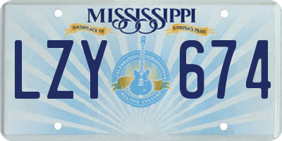 MS license plate LZY674