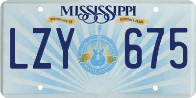 MS license plate LZY675