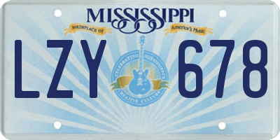 MS license plate LZY678