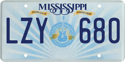 MS license plate LZY680