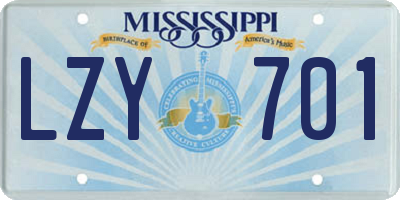 MS license plate LZY701