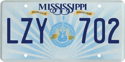 MS license plate LZY702