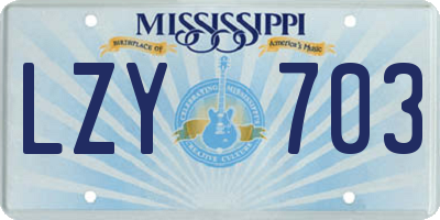 MS license plate LZY703