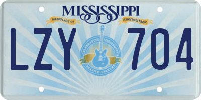 MS license plate LZY704