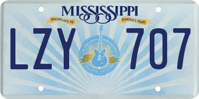 MS license plate LZY707