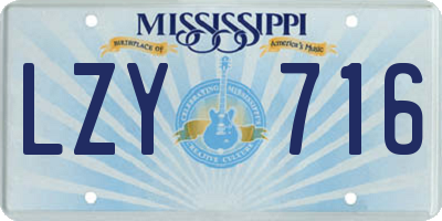 MS license plate LZY716