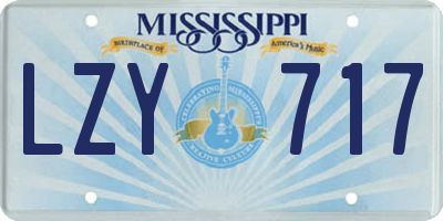 MS license plate LZY717