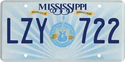 MS license plate LZY722